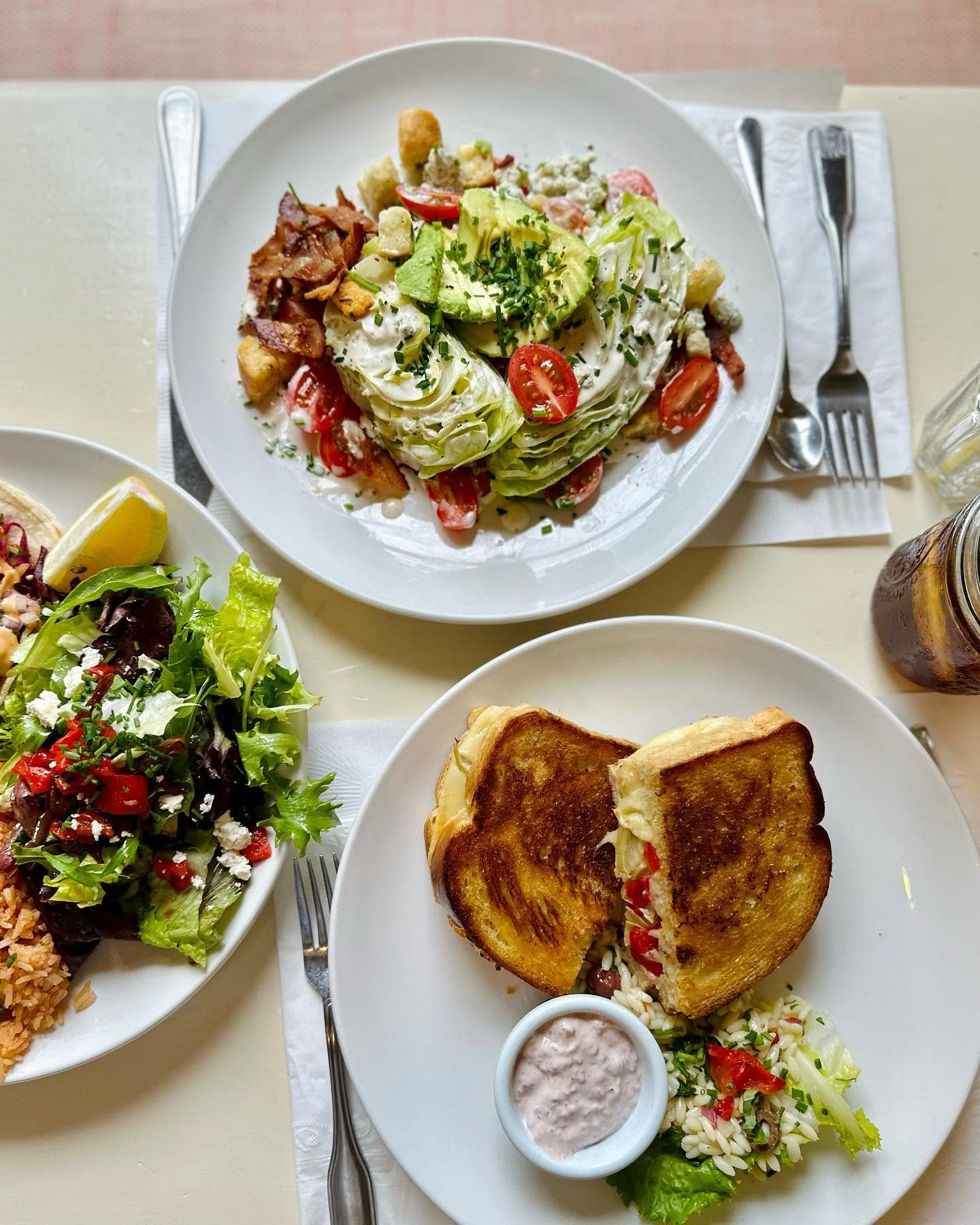 Wedge salad and grilled cheese spread